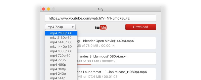 In case YouTube blocking downloads, use Airy