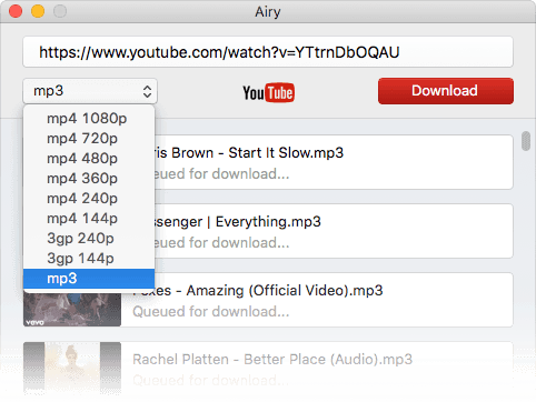 1. Airy YouTube downloader for Mac