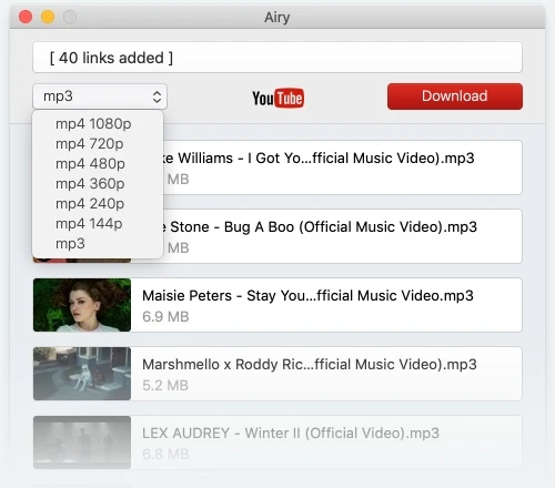 How to convert youtube videos to MP3 with Airy
