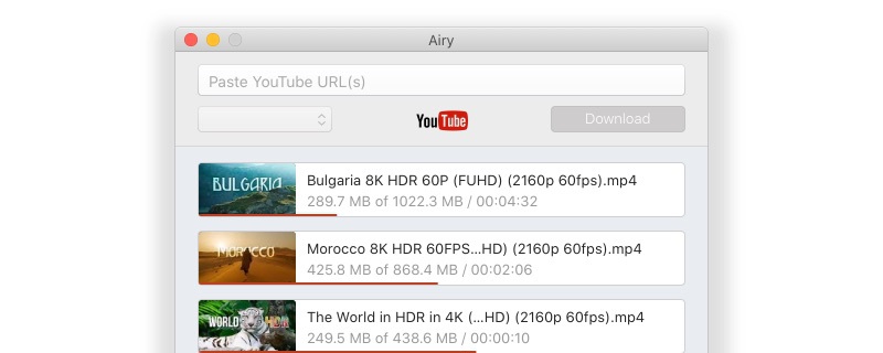 Airy is a perfect solution to solve a YouTube download problem