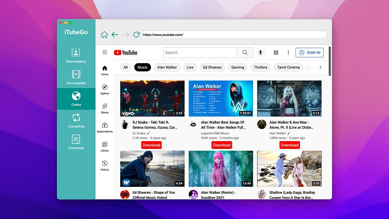 适用于 Mac 的 iTubeGO YouTube 下载器