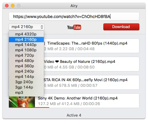 Airy- Best solution to save a YouTube video to Mac